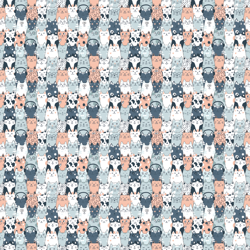 Kawaii Cat Blue Pattern Acrylic Sheet - CMB Pattern Acrylic
